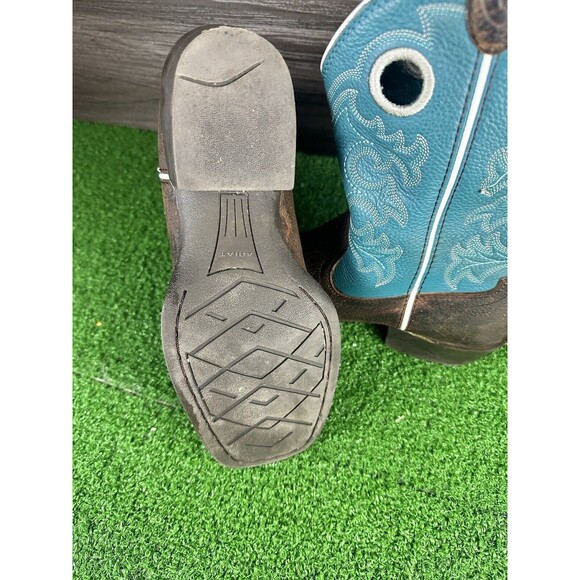 Ariat Youth Fatbaby Leather Boots, Distressed Brown Turquoise size 4 - Picture 7 of 10